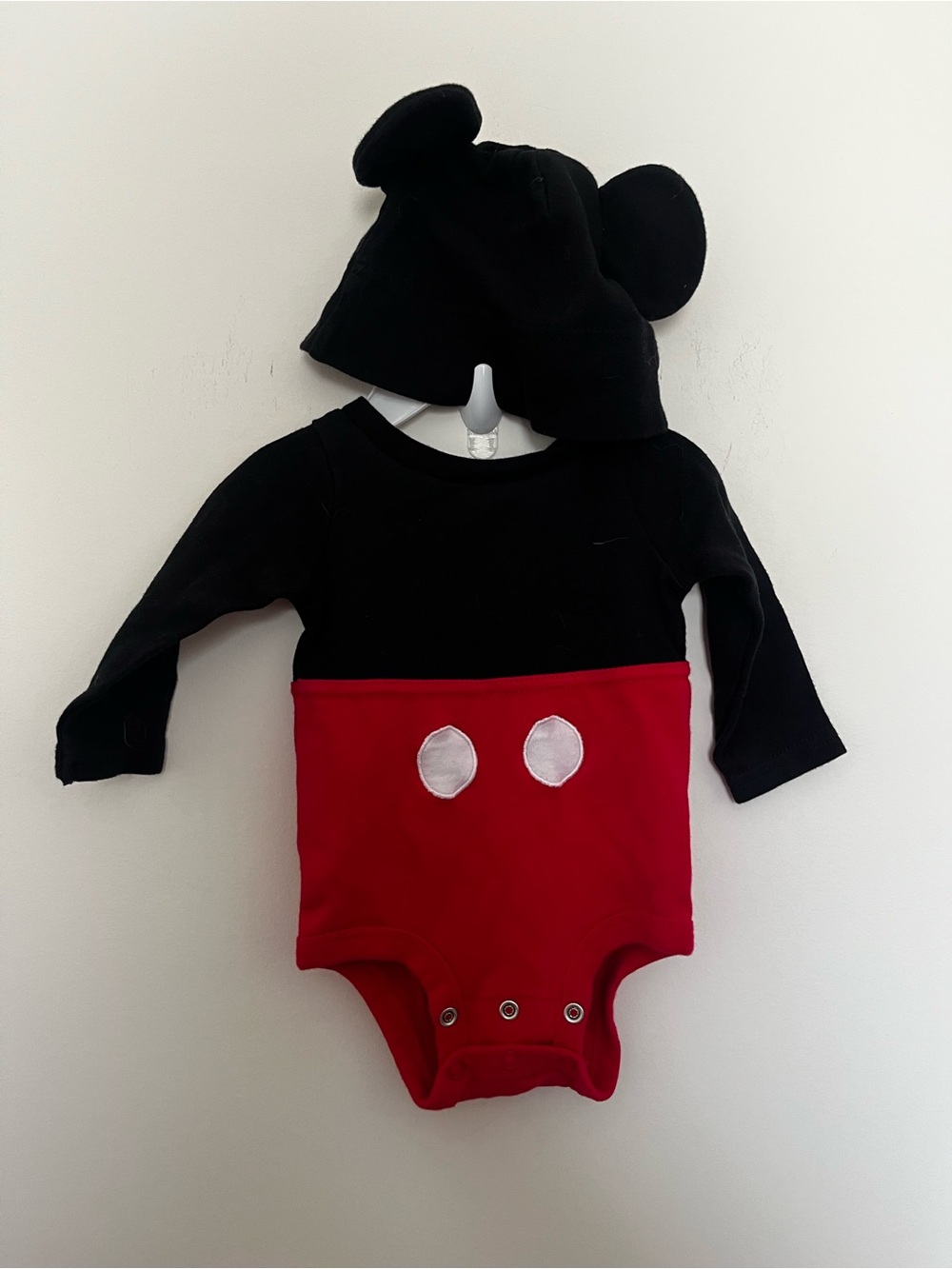 Disney Black and Red Mickey Ear One-Piece Bodysuit